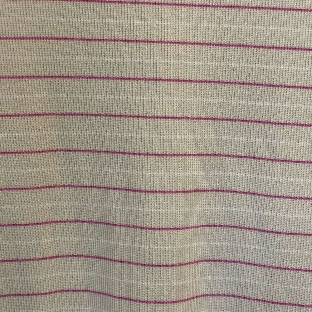 Club Monaco Striped Tee, Tan/White/Pink, Ribbed, Cap Sleeve, Crew Neck, M - Picture 5 of 12